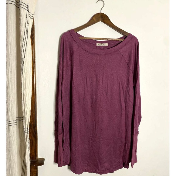 Free People Long Sleeve Shirt Dress Purple Waffle Knit Loungewear - Picture 1 of 8